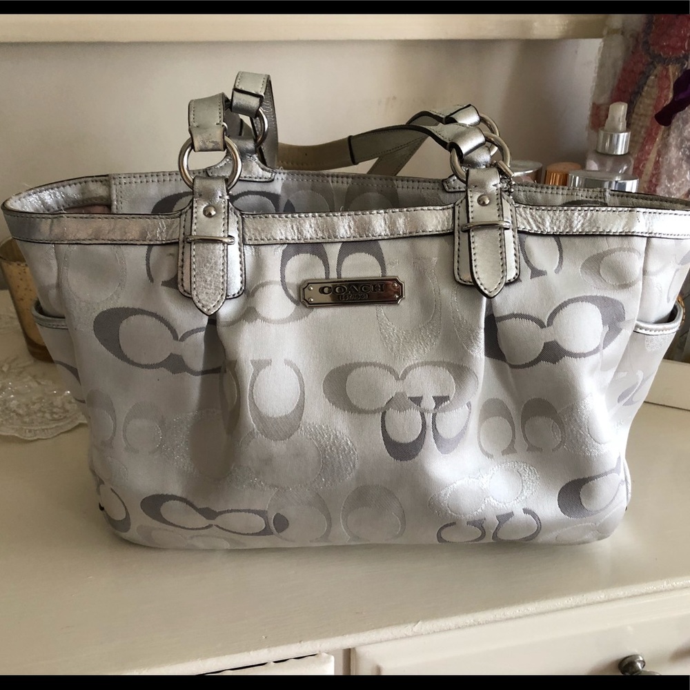 Silver coach bag